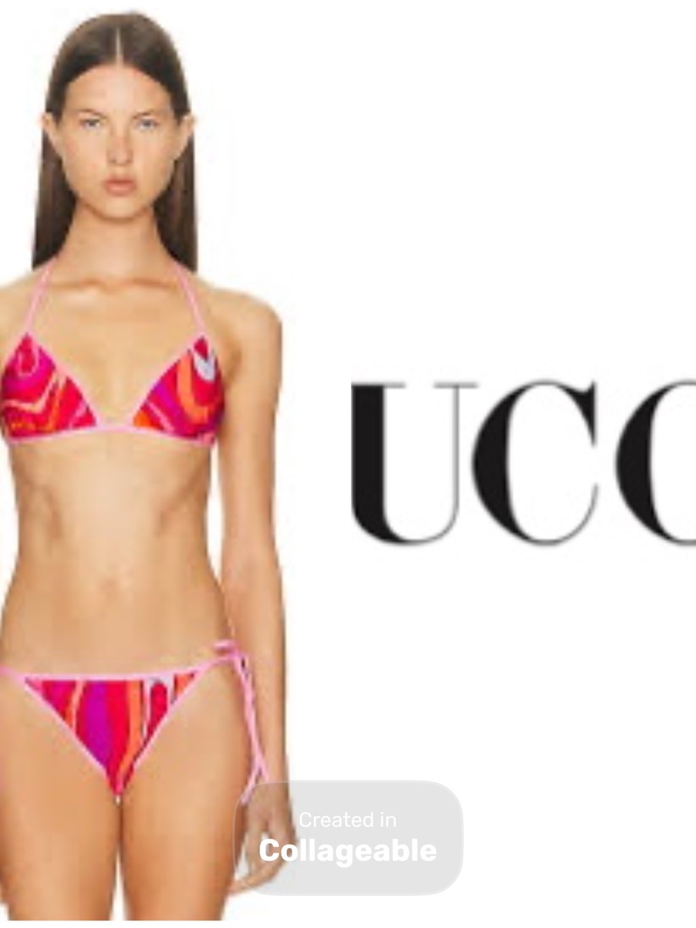 ‼️WOW‼️UCCI🩷❤️🧡🤍 Vibrant Pink & Red Swirl Triangle Bikini! NWT‼️